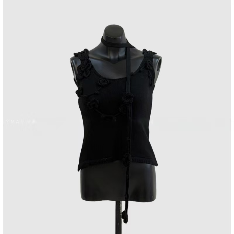 Flowers stereoscopic Korean style scarf knitted sling vest