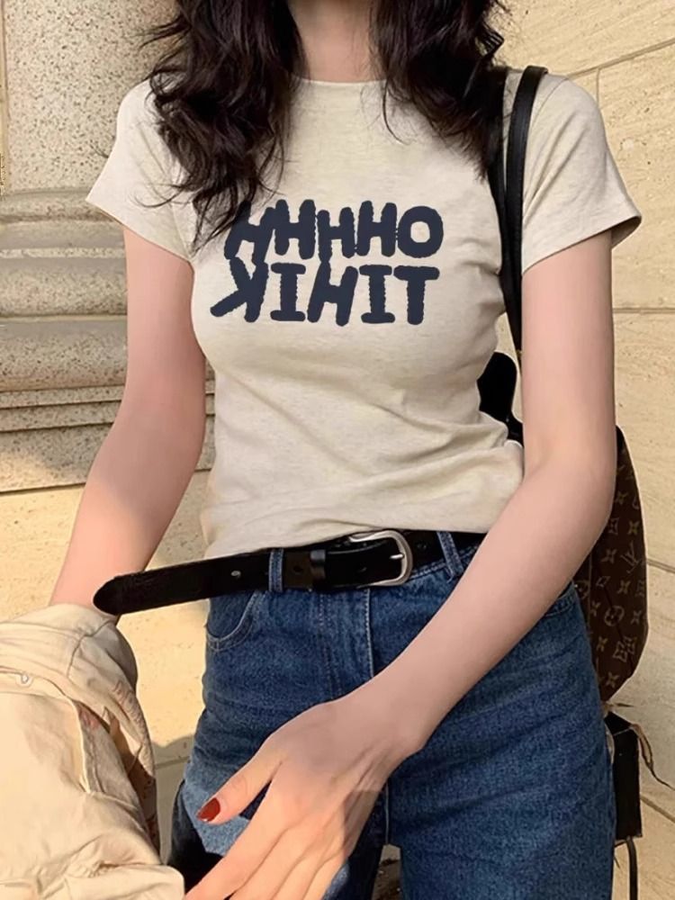 Printing cotton short sleeve T-shirt for women