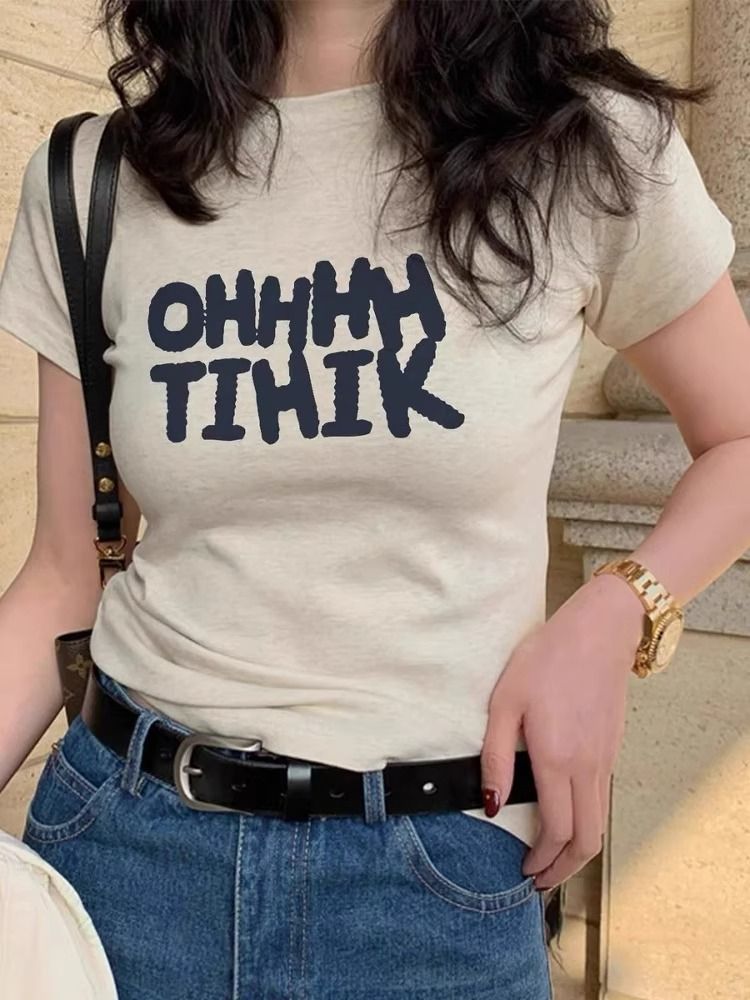 Printing cotton short sleeve T-shirt for women