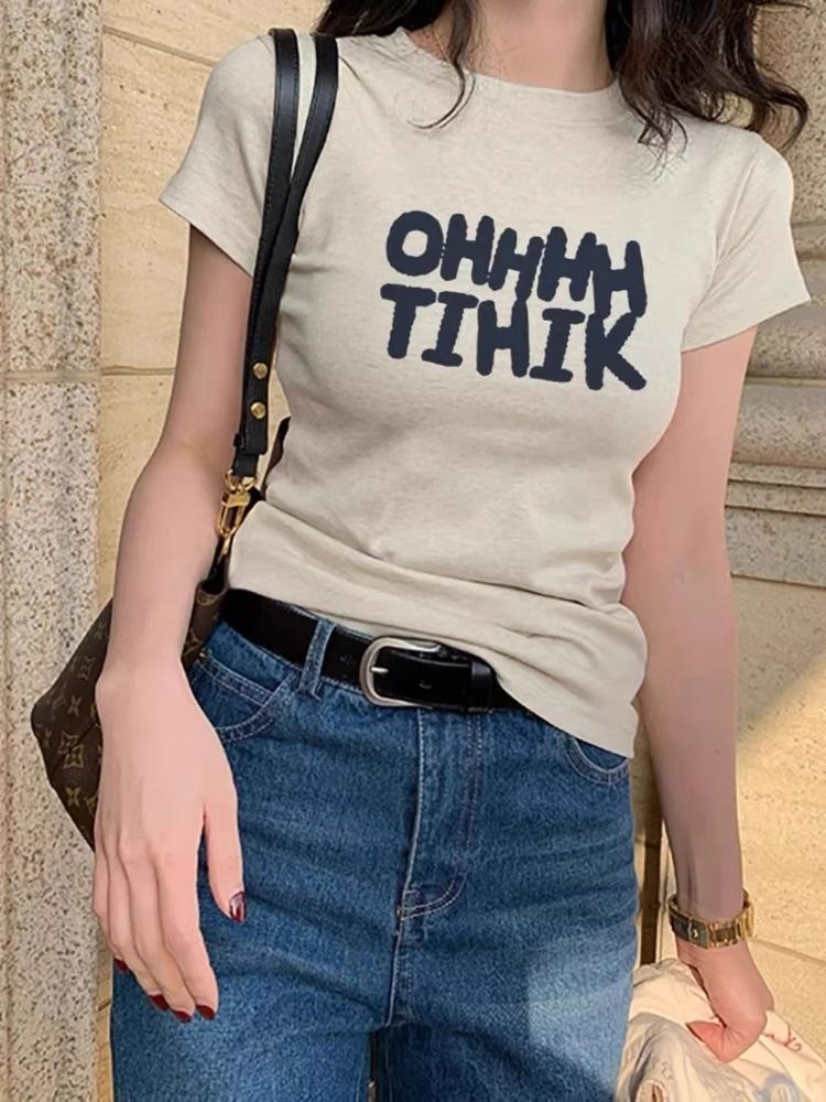 Printing cotton short sleeve T-shirt for women