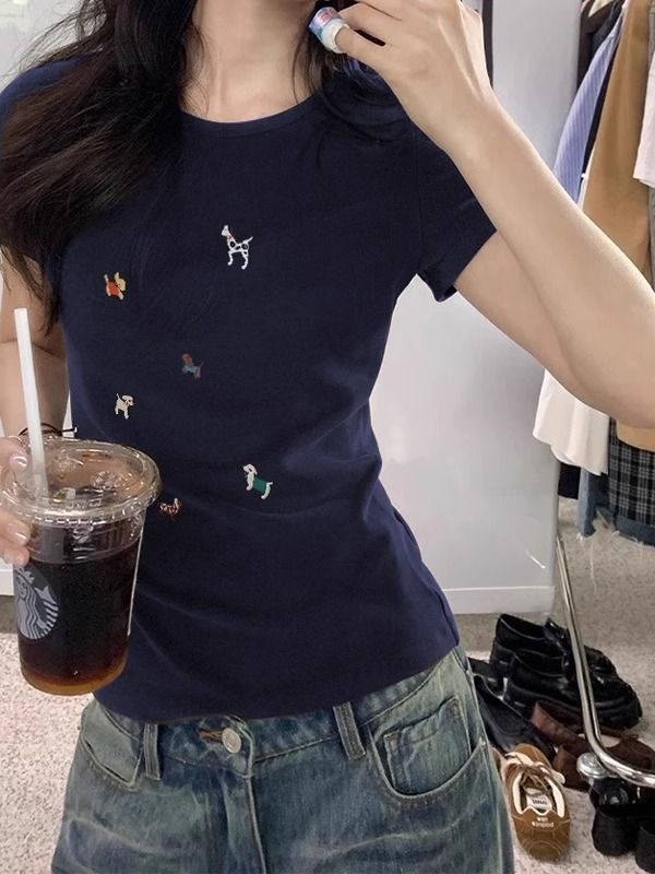 Printing cotton pure cotton short sleeve spandex T-shirt