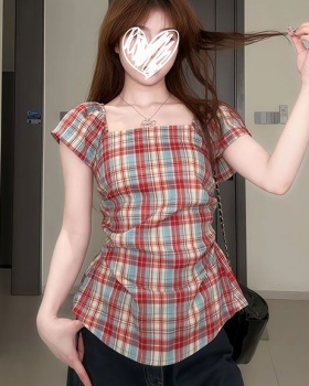 Slim spicegirl tops square collar France style shirt for women