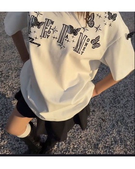 Short sleeve stereoscopic butterfly pure cotton T-shirt
