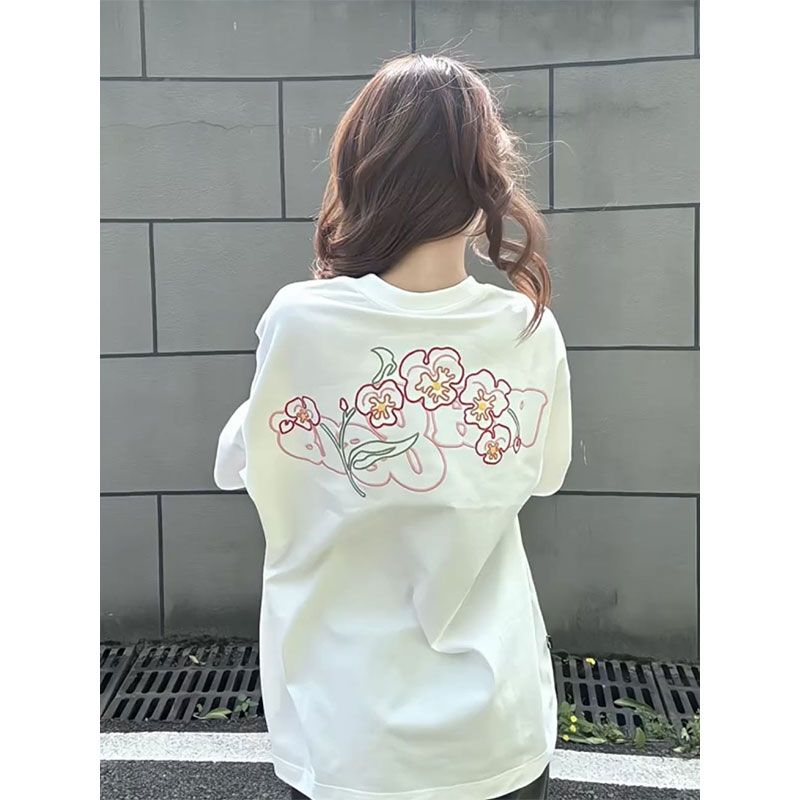 Short sleeve embroidered pure cotton T-shirt