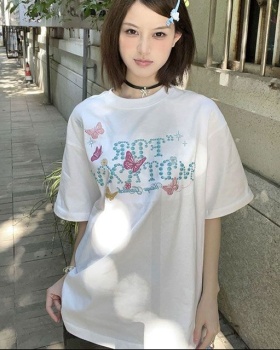 Couples butterfly T-shirt short sleeve tops for women