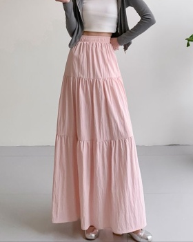 Waist slim loose cake France style elastic pink skirt