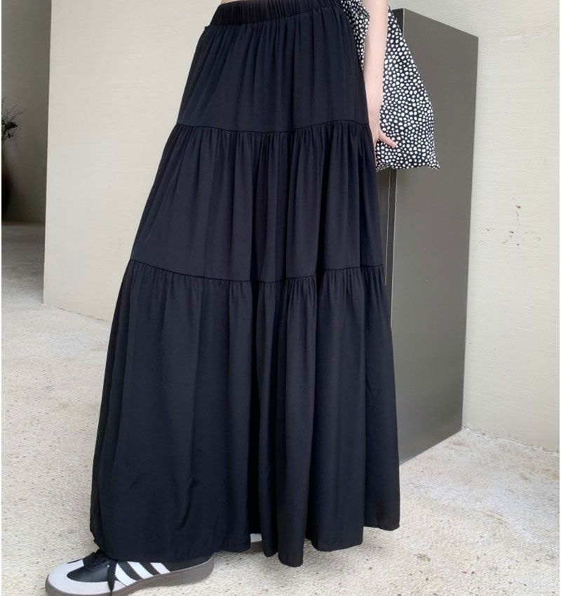 Waist slim loose cake France style elastic pink skirt