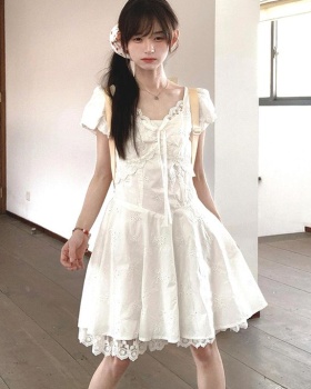 Hollow summer lace sweet embroidery short slim dress