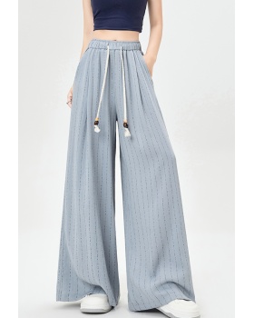 Straight small letters loose high waist long pants