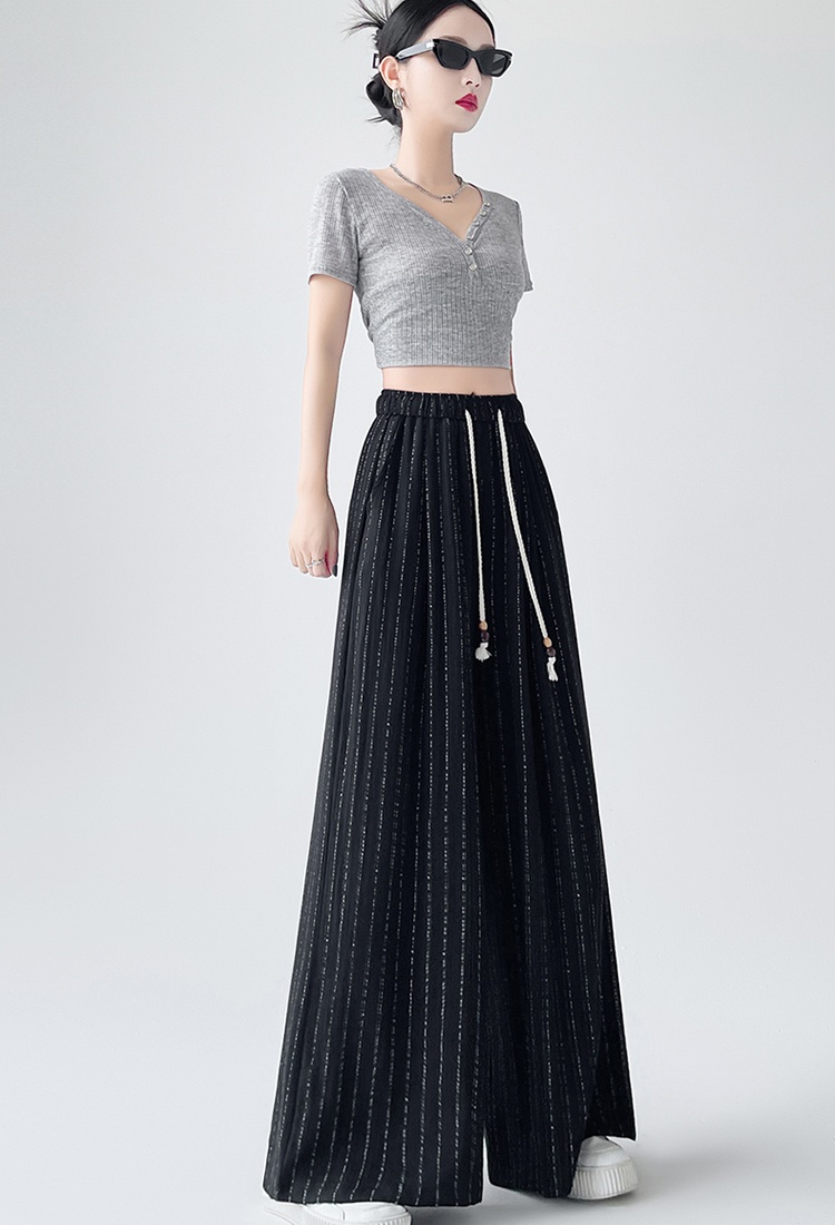 Straight small letters loose high waist long pants