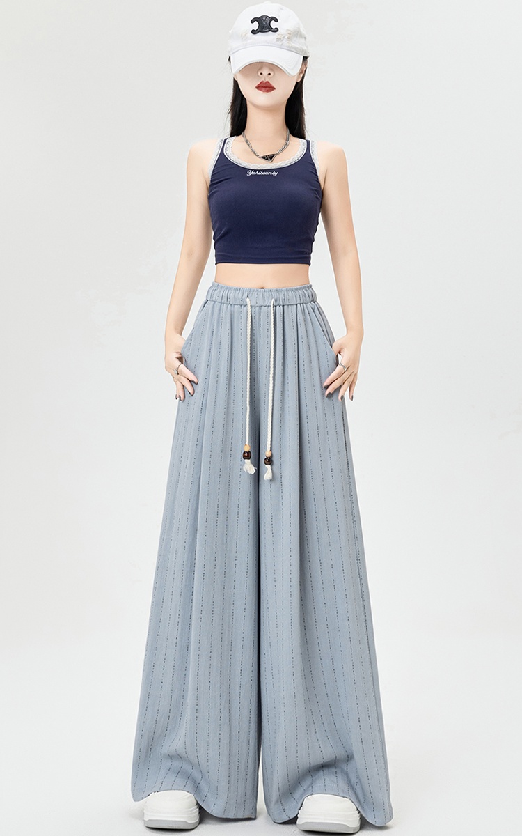 Straight small letters loose high waist long pants