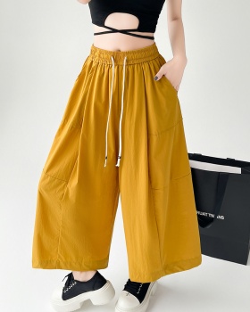 Thin high waist culottes elasticity wide leg pants