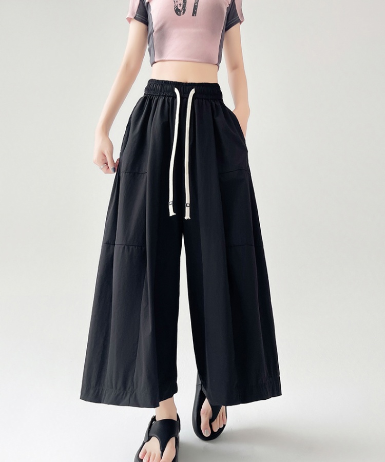 Thin high waist culottes elasticity wide leg pants