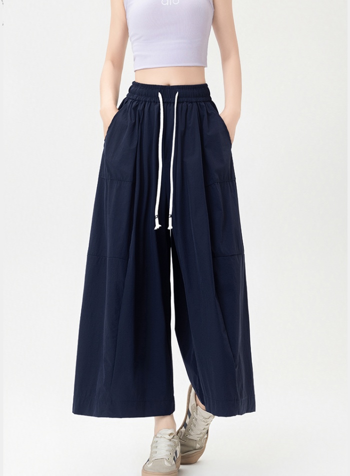 Thin high waist culottes elasticity wide leg pants