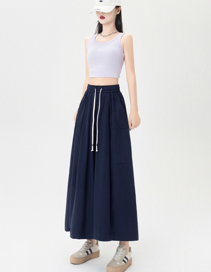 Thin high waist culottes elasticity wide leg pants