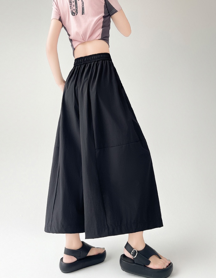 Thin high waist culottes elasticity wide leg pants
