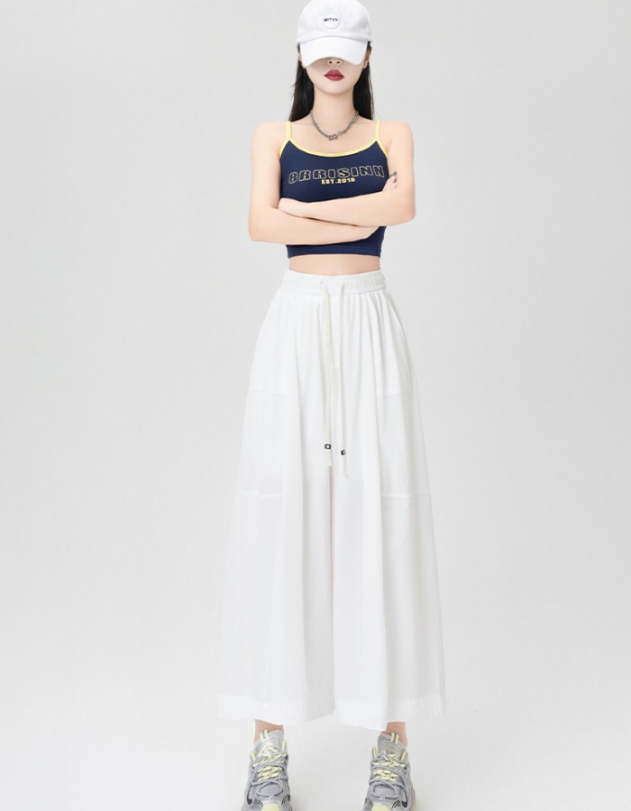 Thin high waist culottes elasticity wide leg pants