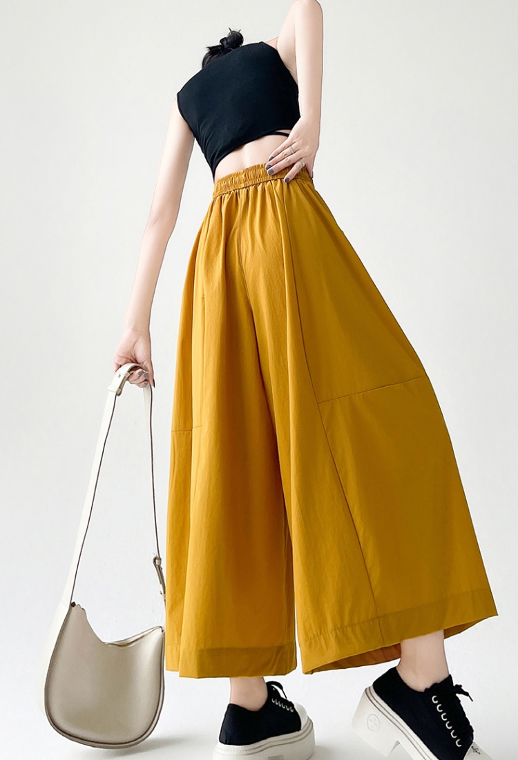 Thin high waist culottes elasticity wide leg pants