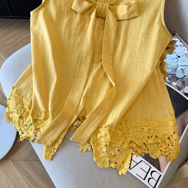 Show young slim summer tops sleeveless splice waistcoat