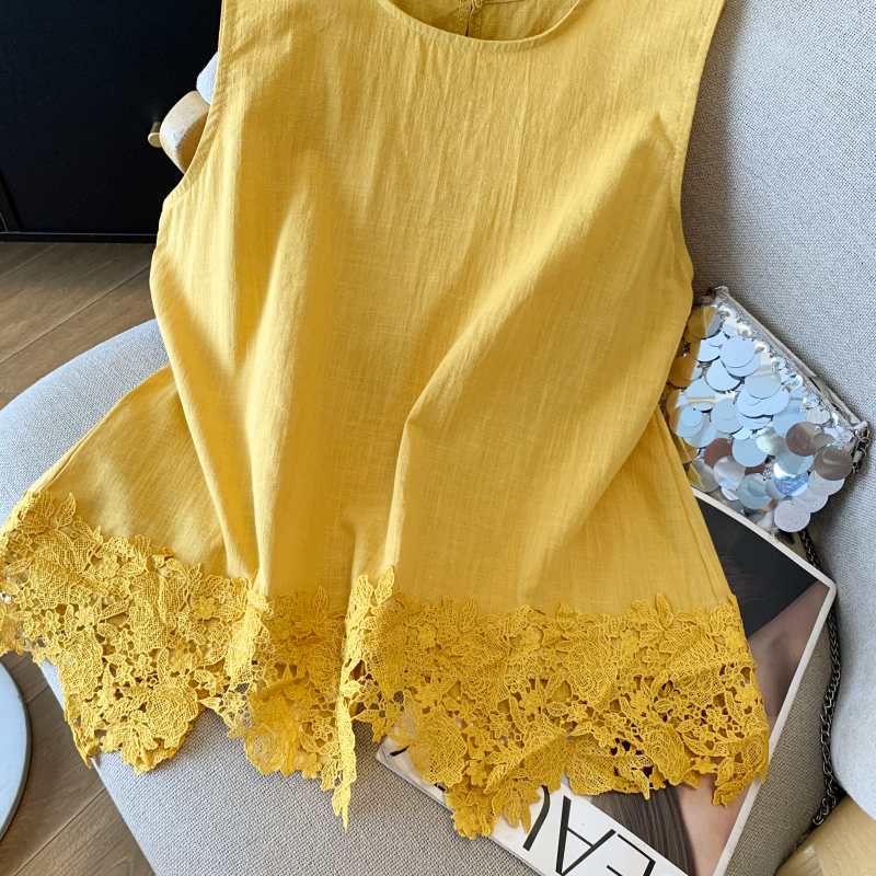 Show young slim summer tops sleeveless splice waistcoat
