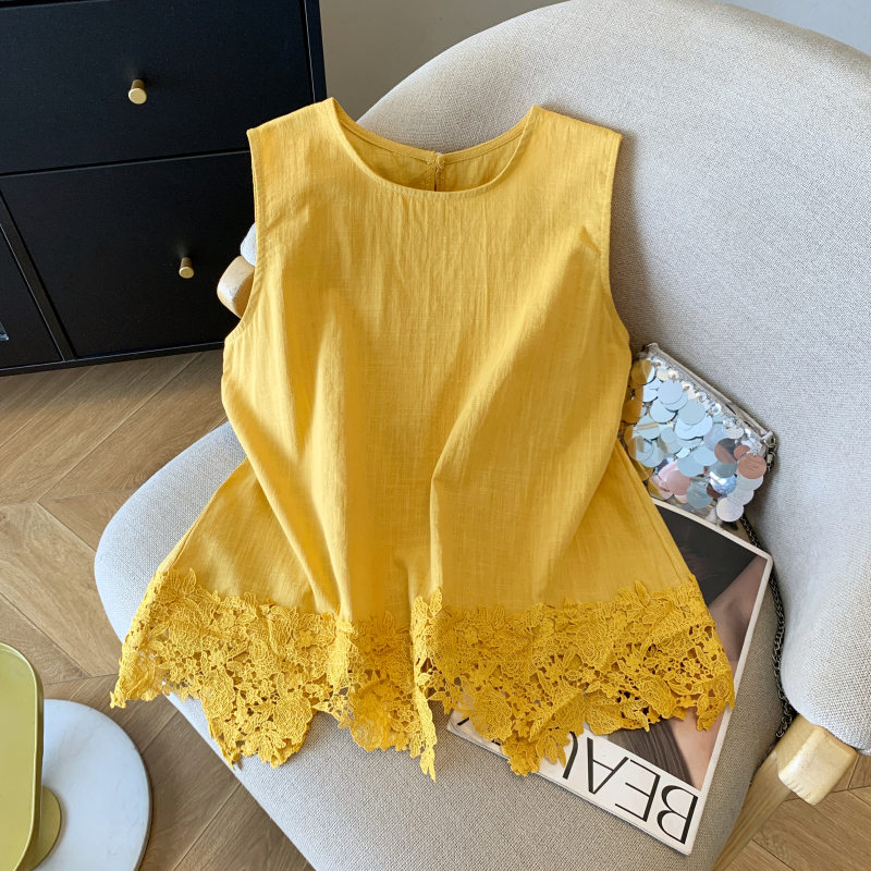 Show young slim summer tops sleeveless splice waistcoat