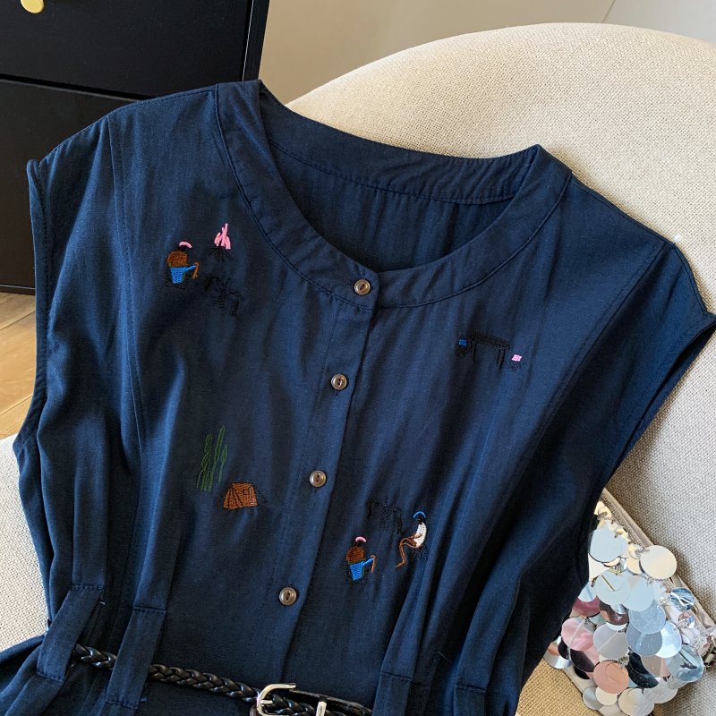 With belt slim shirt all-match Casual tops for women