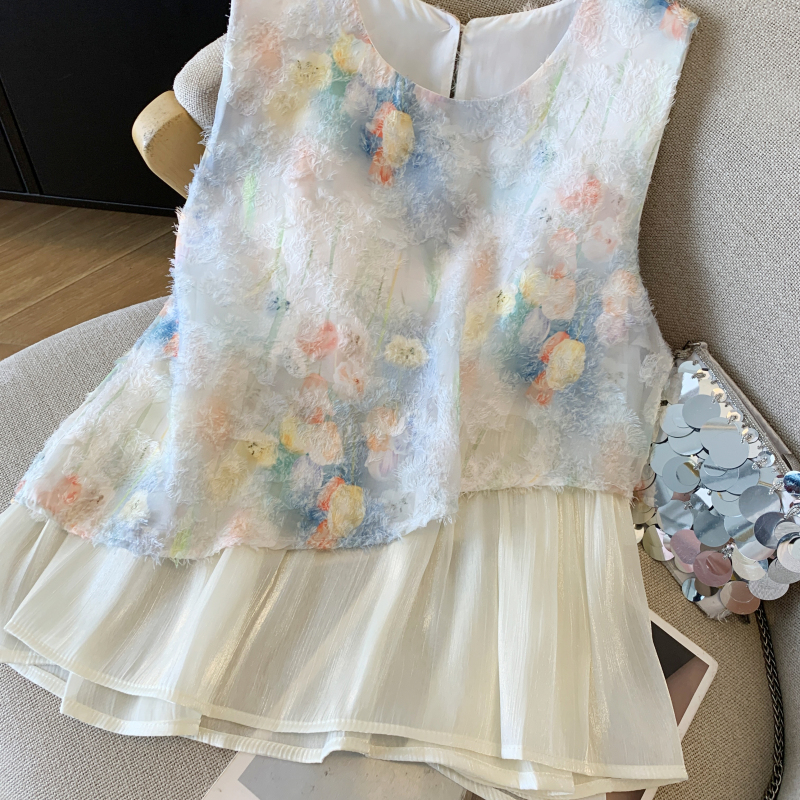 Sleeveless shirt Western style tops for women