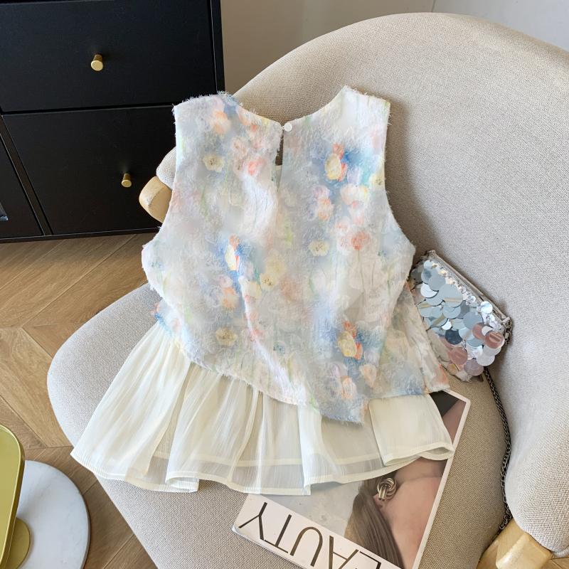 Sleeveless shirt Western style tops for women