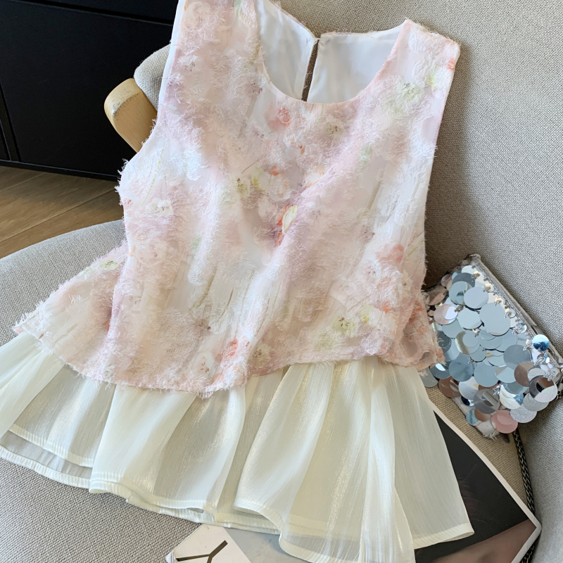 Sleeveless shirt Western style tops for women