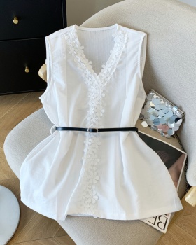 Sleeveless shirt V-neck small shirt for women