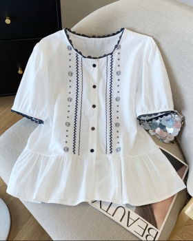 Fashion Korean style shirt puff sleeve tops for women