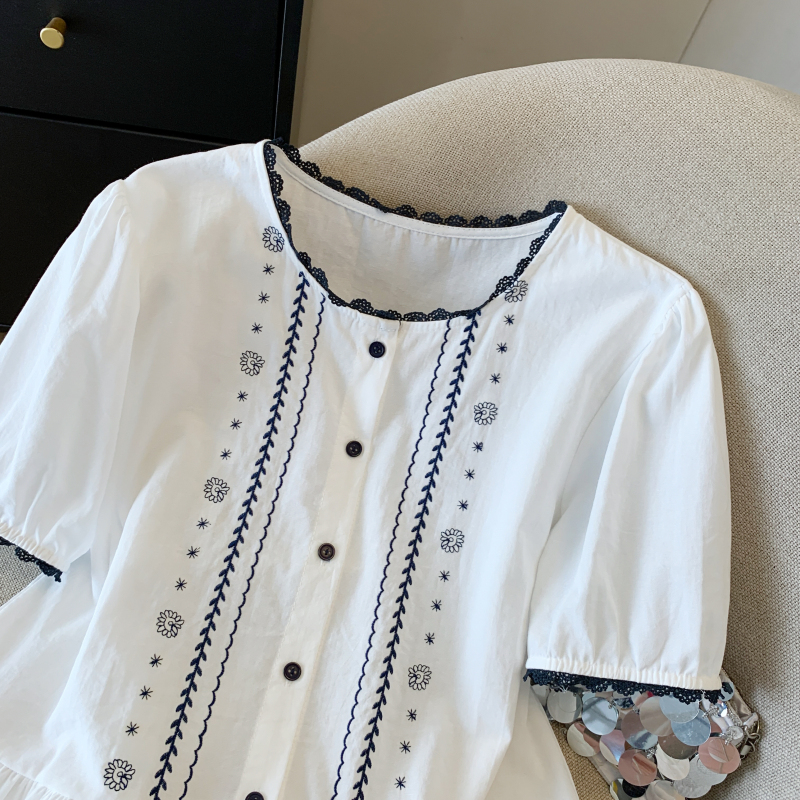 Fashion Korean style shirt puff sleeve tops for women