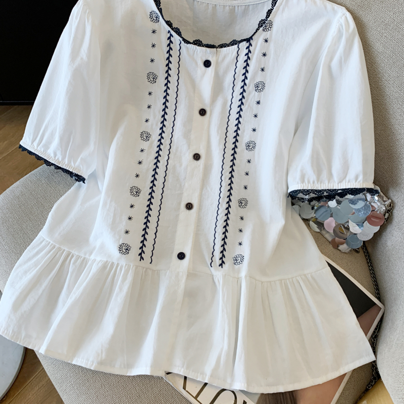 Fashion Korean style shirt puff sleeve tops for women