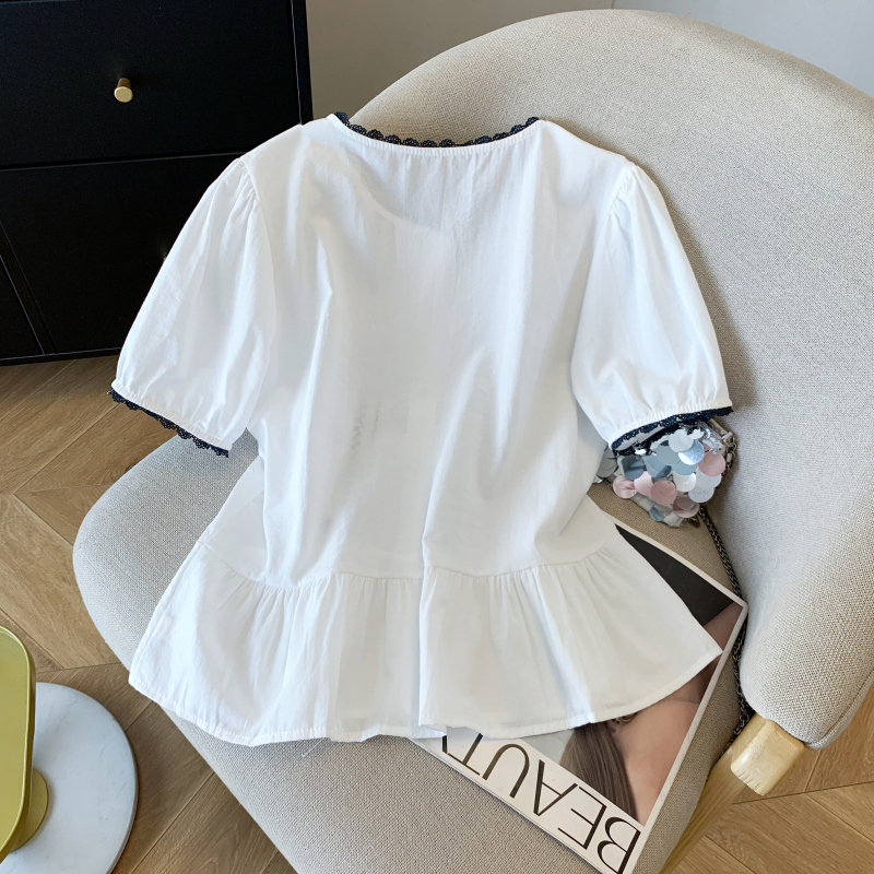 Fashion Korean style shirt puff sleeve tops for women