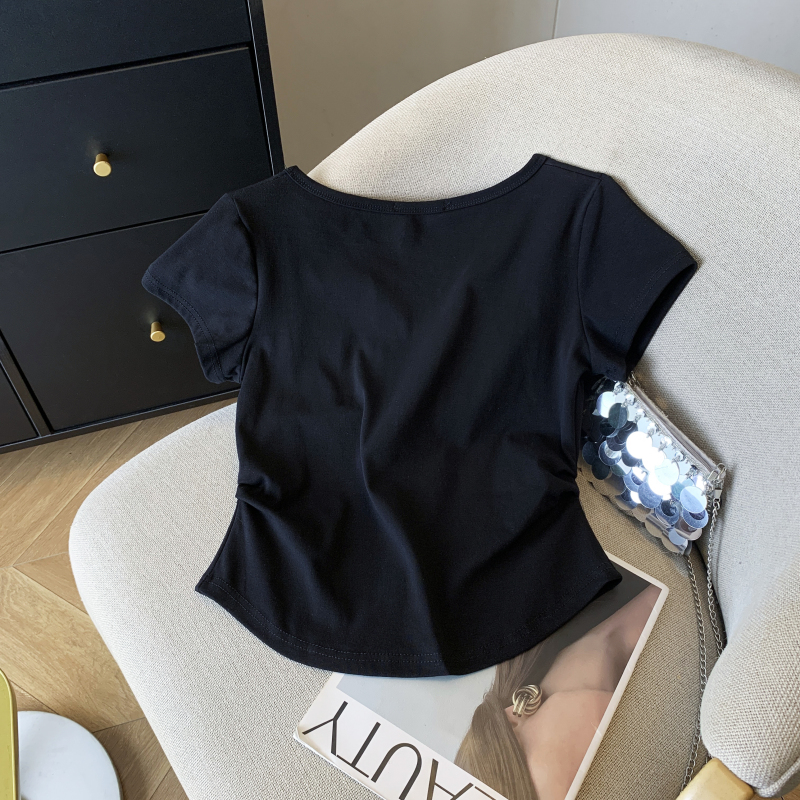 Short half zip T-shirt summer tops for women