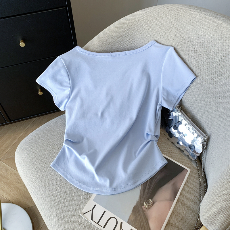 Short half zip T-shirt summer tops for women