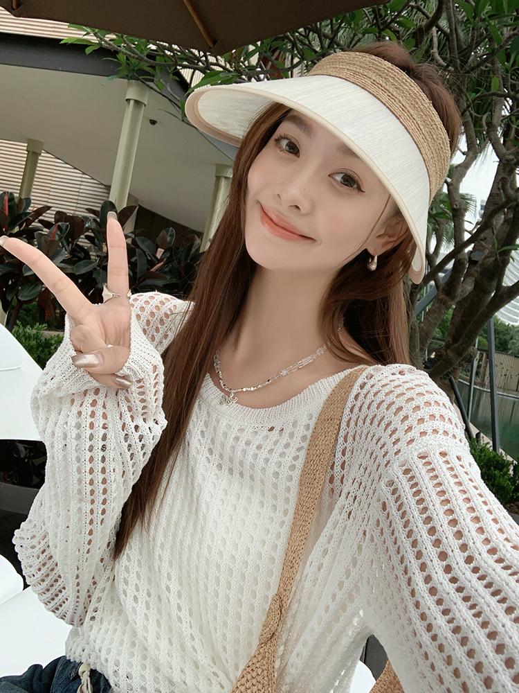 Thin loose tops perspective sweater 2pcs set for women