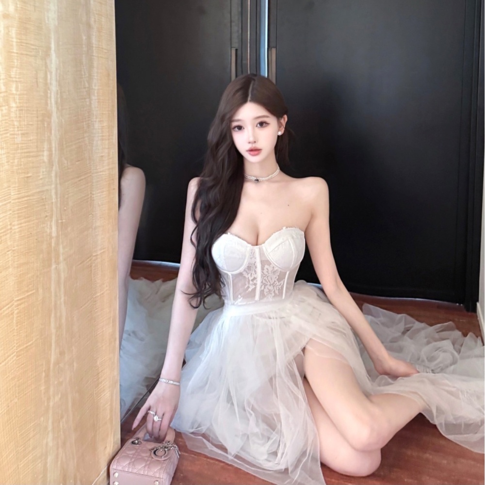 Niche sexy gauze light luxury vest 2pcs set