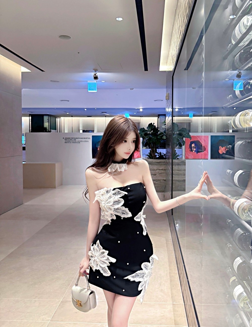 Wrapped chest temperament flowers package hip dress