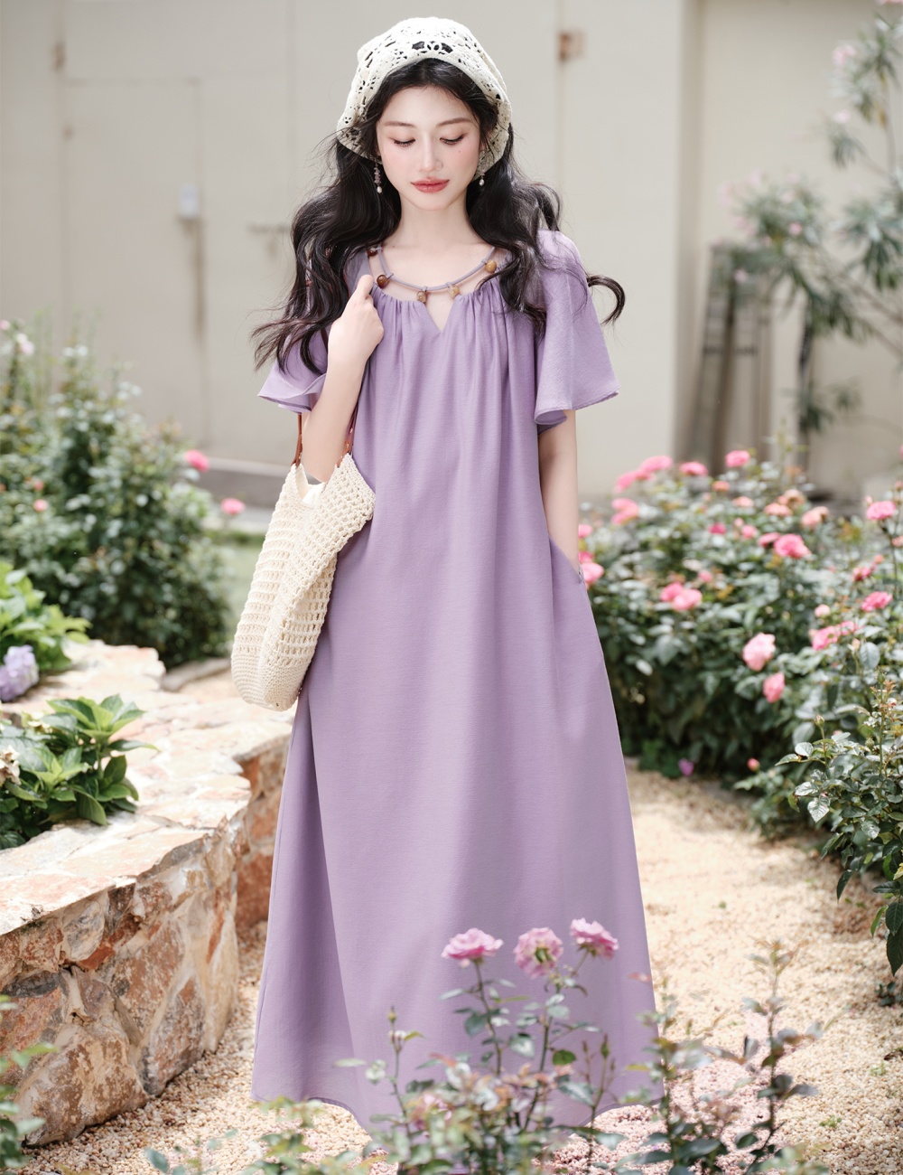 Summer vacation short sleeve dress