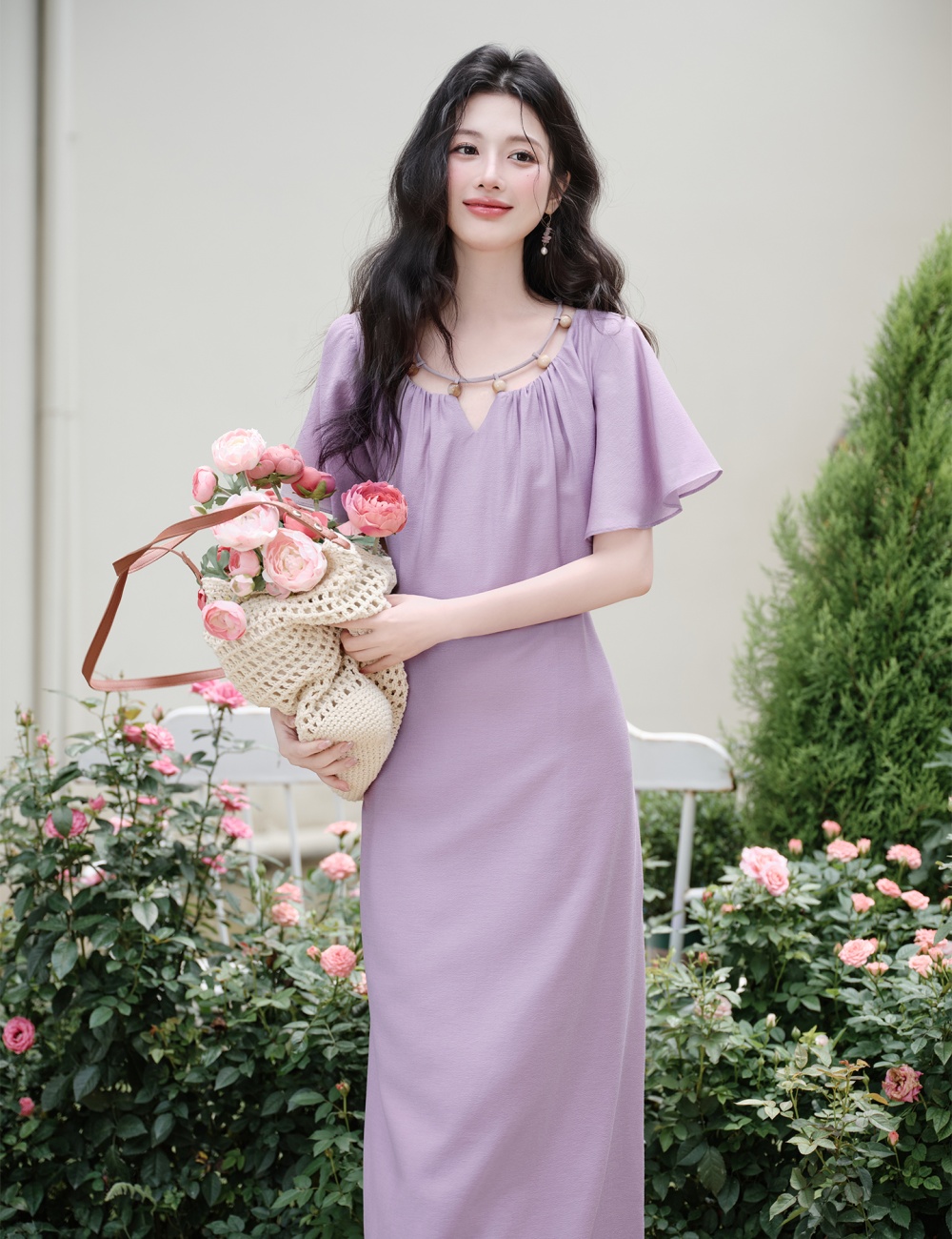 Summer vacation short sleeve dress