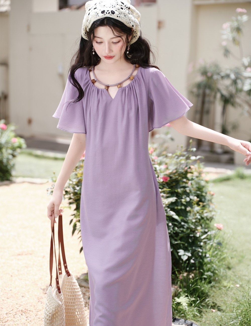 Summer vacation short sleeve dress