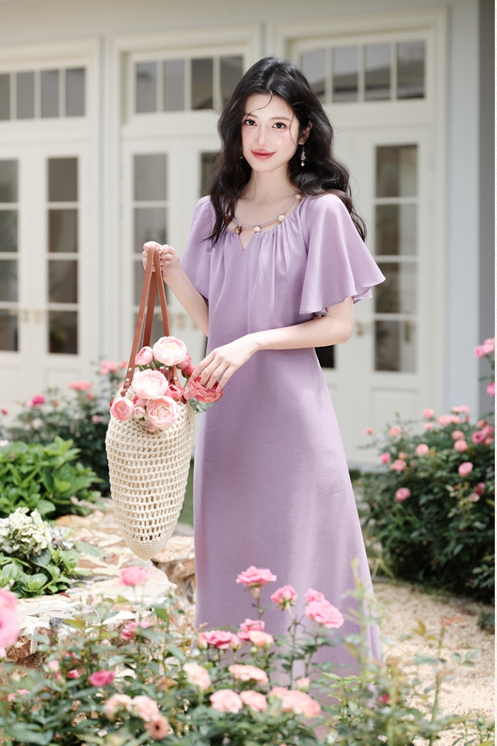Summer vacation short sleeve dress