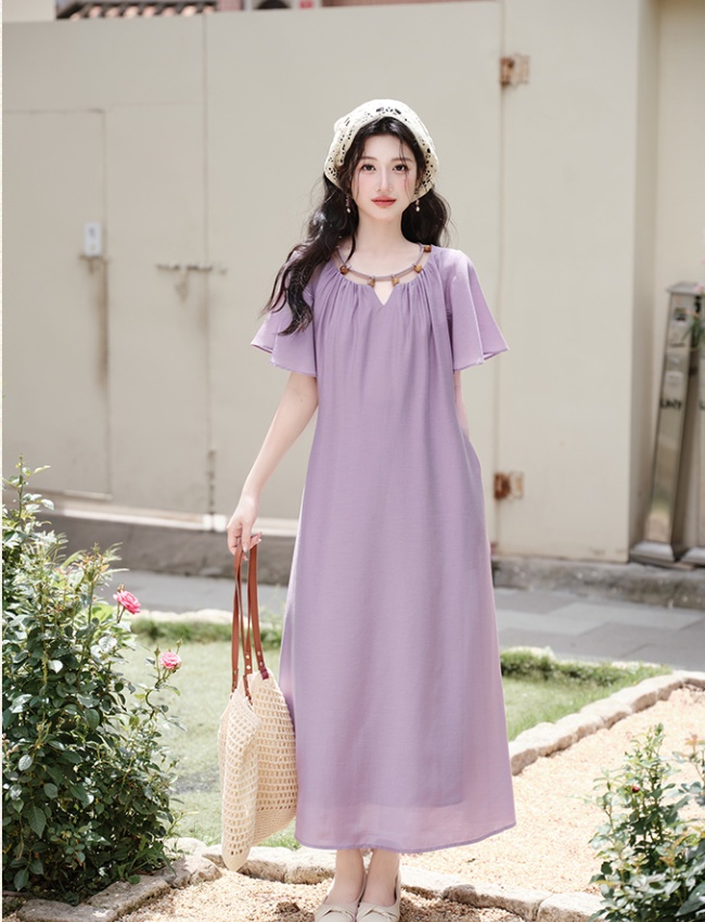 Summer vacation short sleeve dress