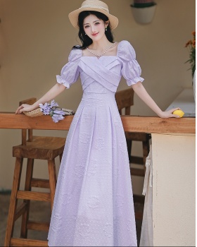 Pinched waist short sleeve summer fashion dress