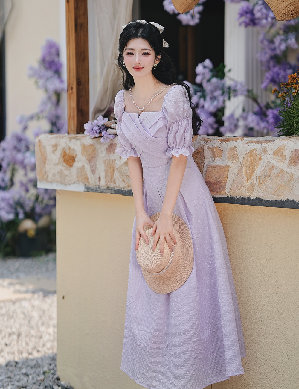 Pinched waist short sleeve summer fashion dress