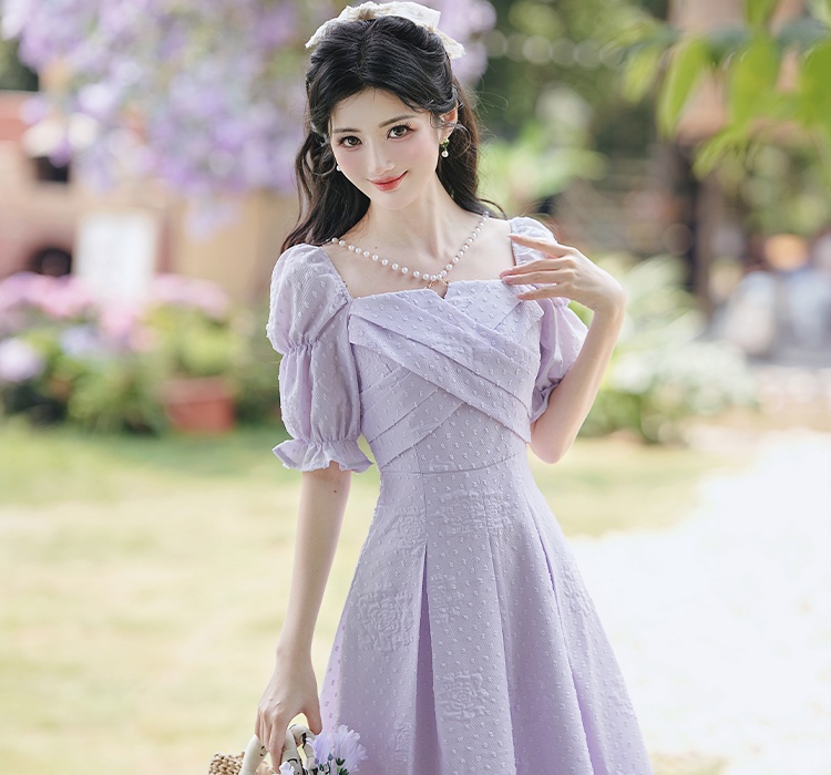 Pinched waist short sleeve summer fashion dress