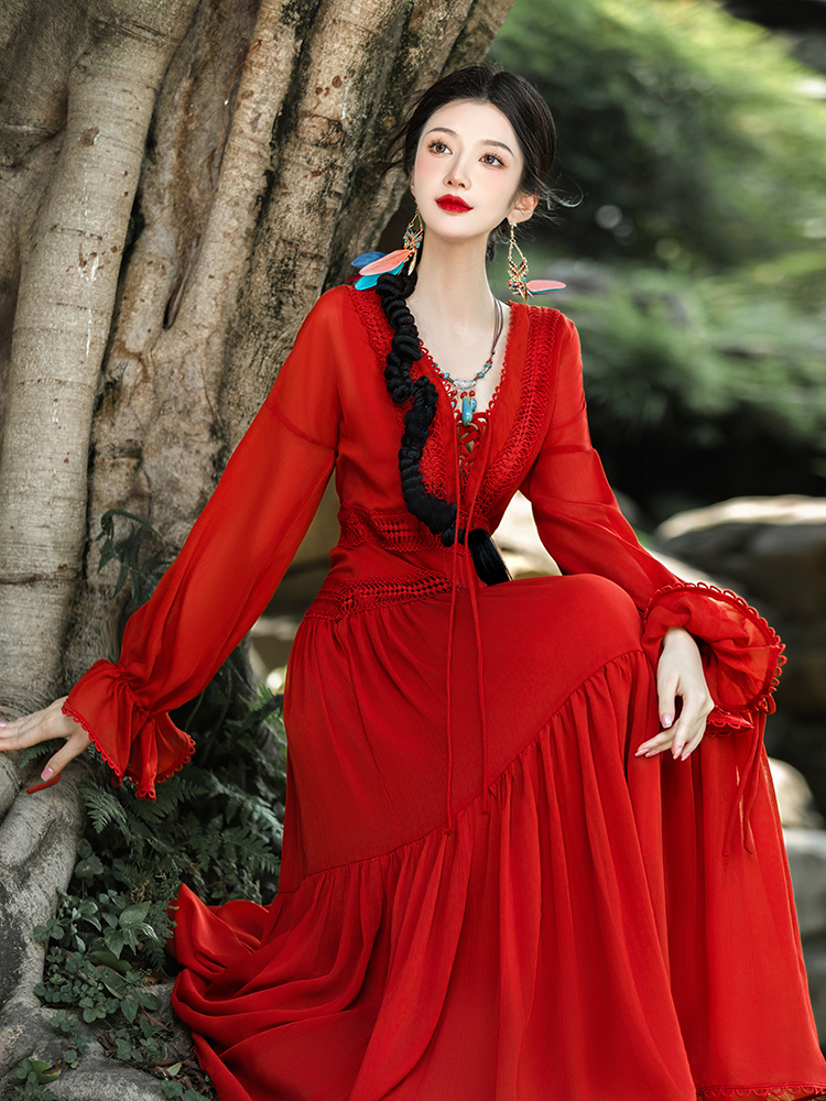 Red vacation dress