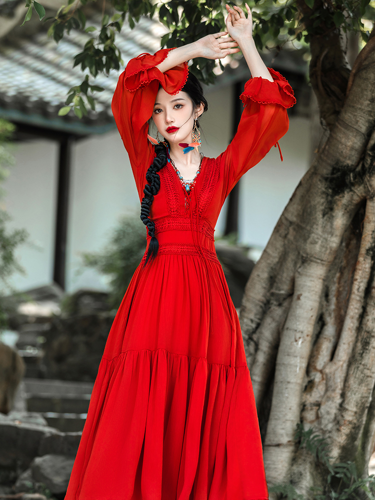Red vacation dress