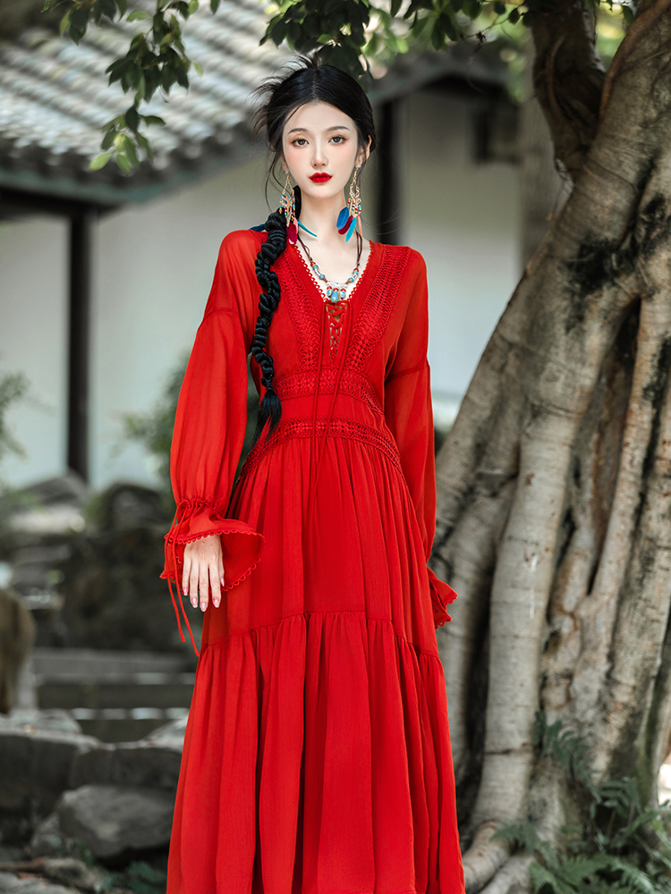 Red vacation dress